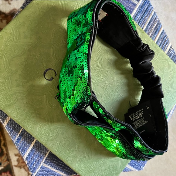 GUCCI - Green Sequin Knot Headband - Picture 8 of 12